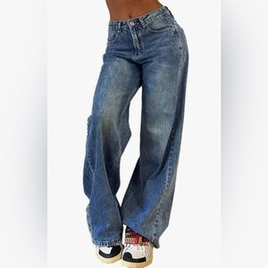 EMMIOL Baggy Y2K Mid-High Waist Wide Leg Boyfriend Jeans Size 12 New with Tags